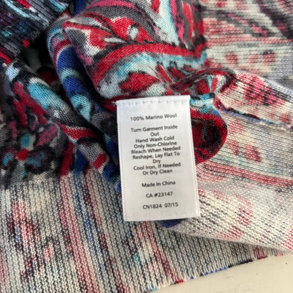 EUC 100% Merino Wool Jewel Tone Paisley Cardigan | Size Med - Picture 8 of 8